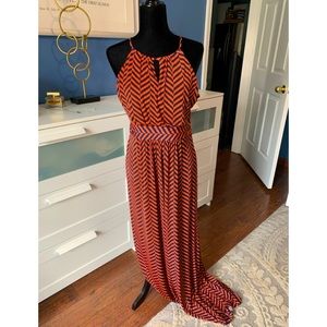 Vibrant LOFT maxi jersey dress with cutout